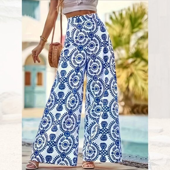 Boho Fetish Pants - Forget-Me-Not High Waisted Boho Pant